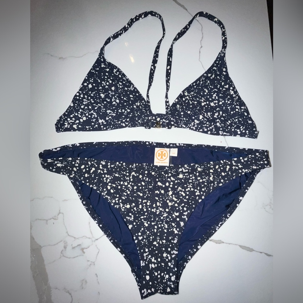 Tory Burch Navy Glow Dot Bikini- Size S